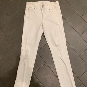 Hudson Collin Midrise Distressed Skinny Jean Size 28 - White